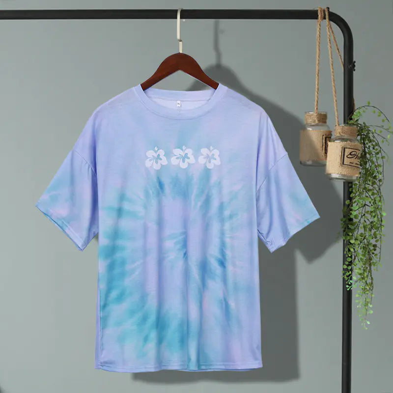 Blue Floral Print Women's T-Shirt