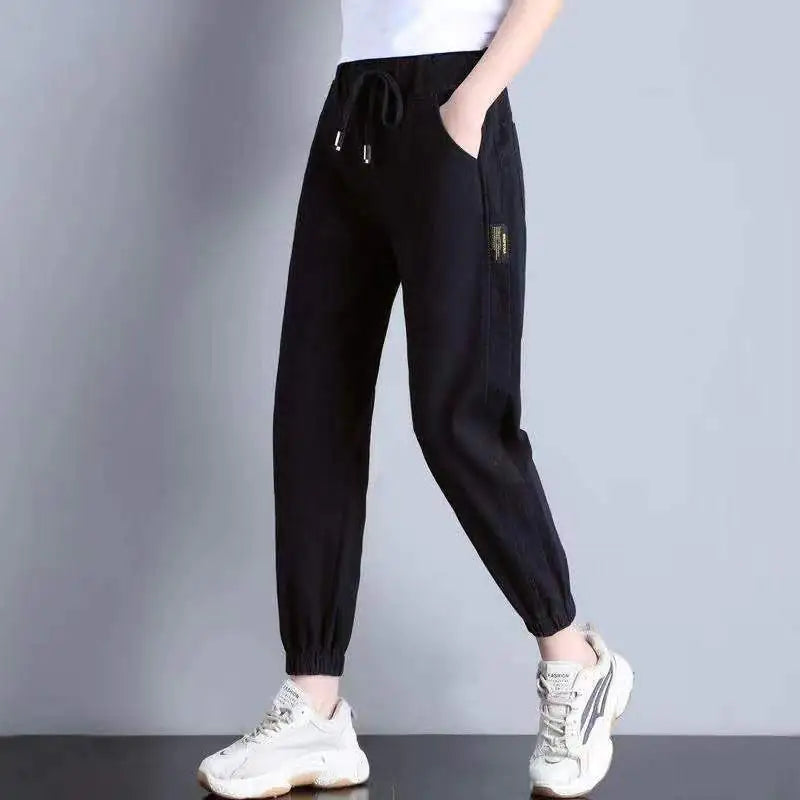 Loose Fit Women's Elastic Waist Denim Harem Pants