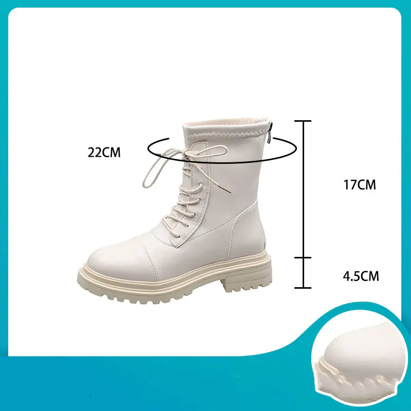Breathable Leather Martin Boots with Thick Sole