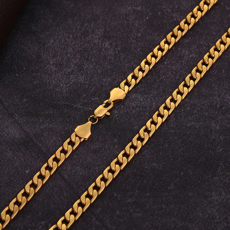 Unisex 18K Gold Plated Cuban Chain Necklace