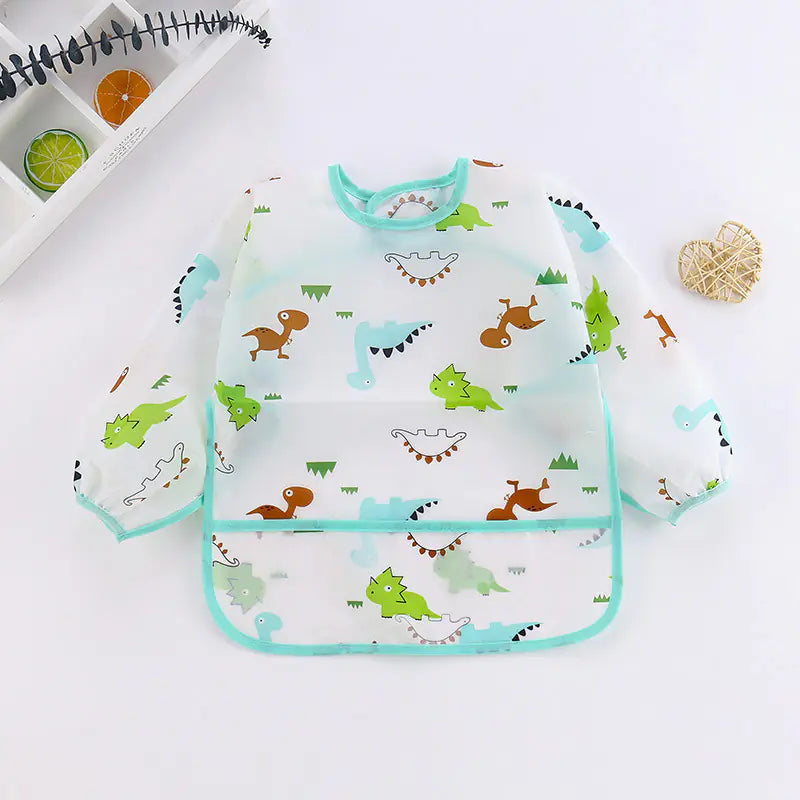 Cute Toddler Waterproof Long Sleeve Bib Apron for Kids