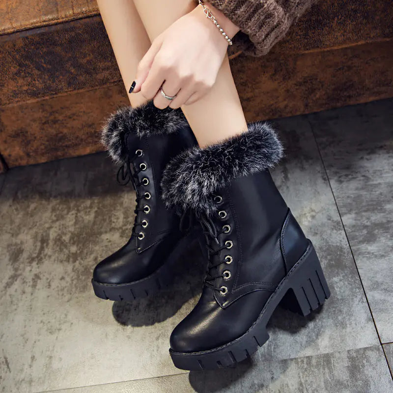 Women's Waterproof Chunky Heel Martin Boots