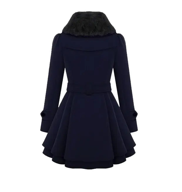 Woolen Double-Breasted Coat for Women