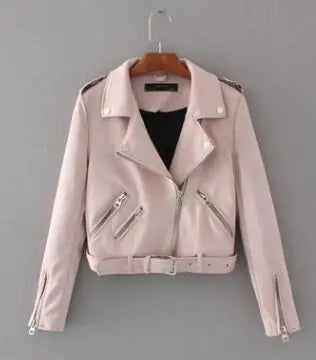 PU/X009OP Women's Suede Jacket with Zipper Detail