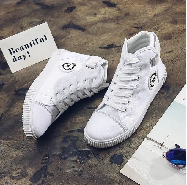 Casual High-Top Lace-Up Canvas Sneakers for Men