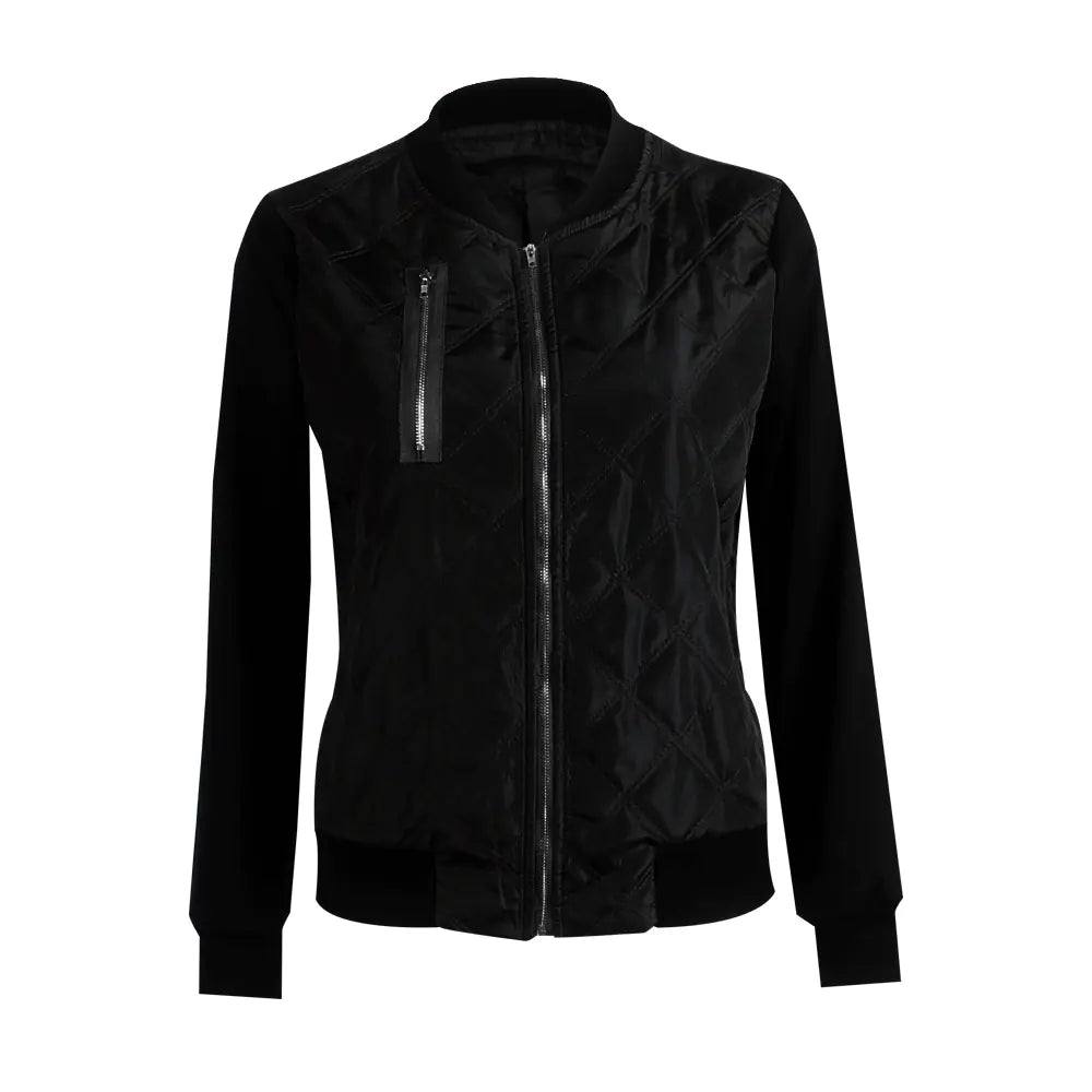 Trendy Solid Color Zip-Up Jacket for Women