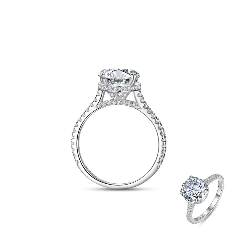 S925 Silver Women's Ring with 2-Carat Simulated Diamond