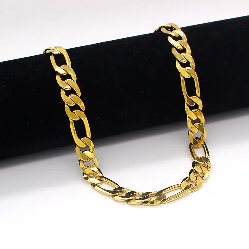 45cm Men's 18K Gold Plated Figaro Chain Necklace