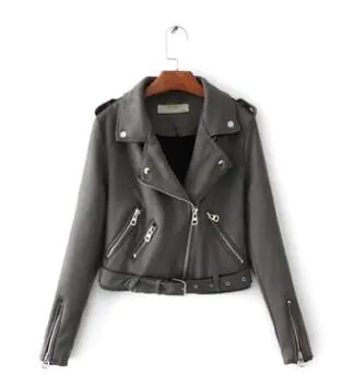PU/X009OP Women's Suede Jacket with Zipper Detail