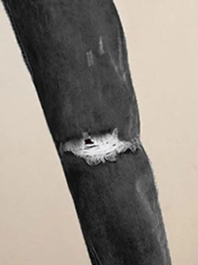 Women's Ripped Distressed Straight Leg Denim Pants