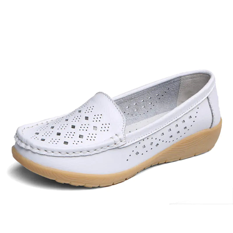 Aier Spring Autumn Women's Wedge Leather Shoes
