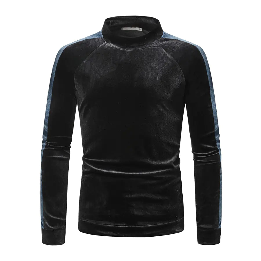 Men's Stand Collar Slim Color Contrast Long Sleeve T-shirt
