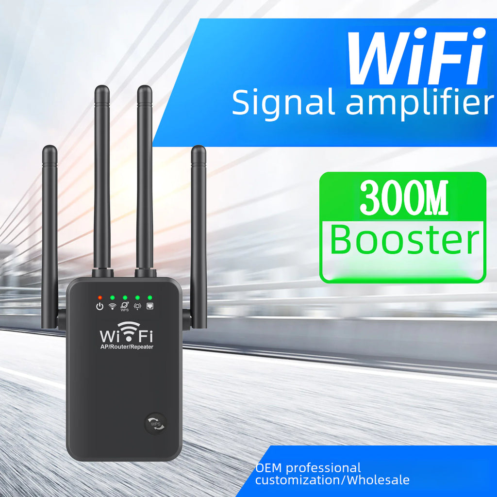 300M WiFi Repeater Signal Booster with 4 Antennas