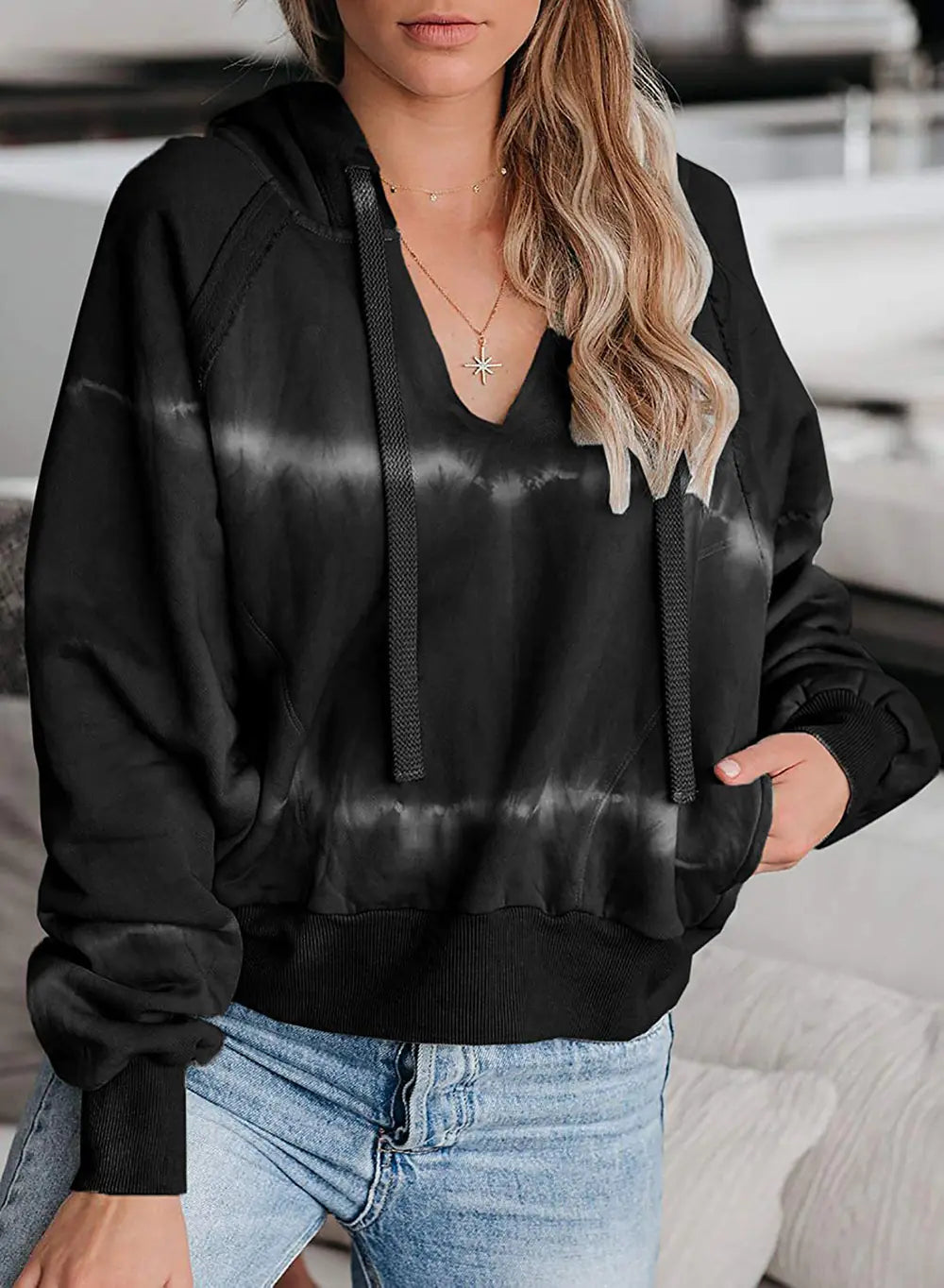 Loose Gradient Tie-Dye Casual Hooded Sweater