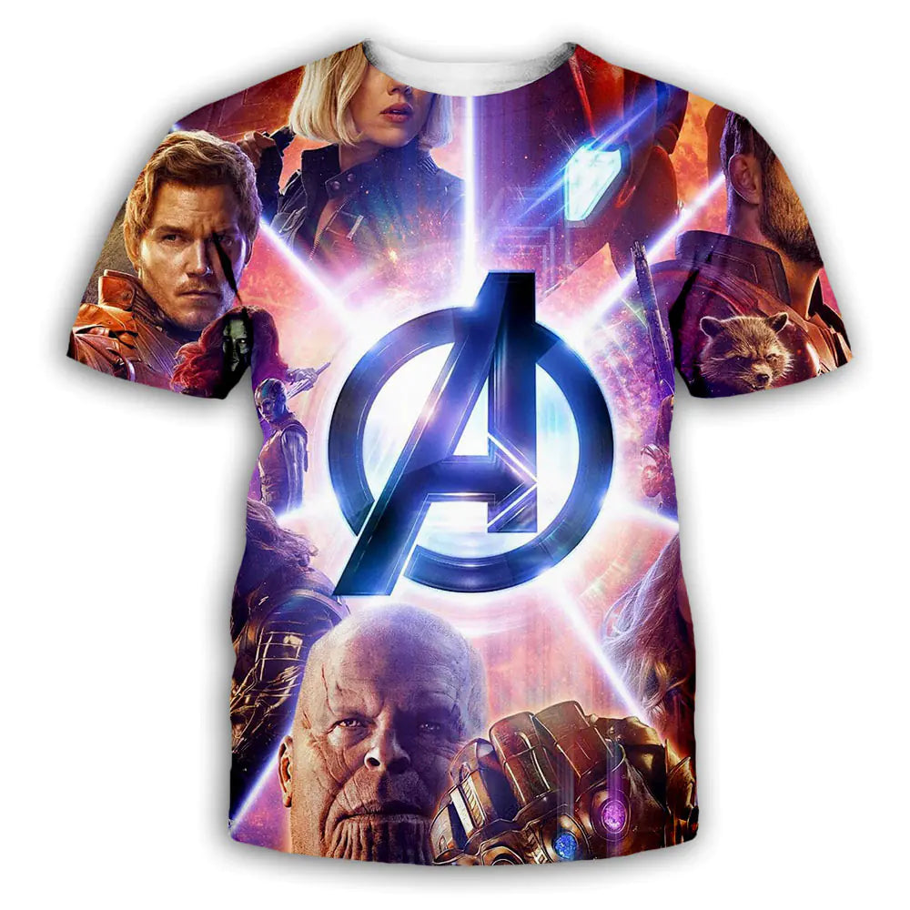 Avengers 3D Digital Print Short Sleeve T-Shirt