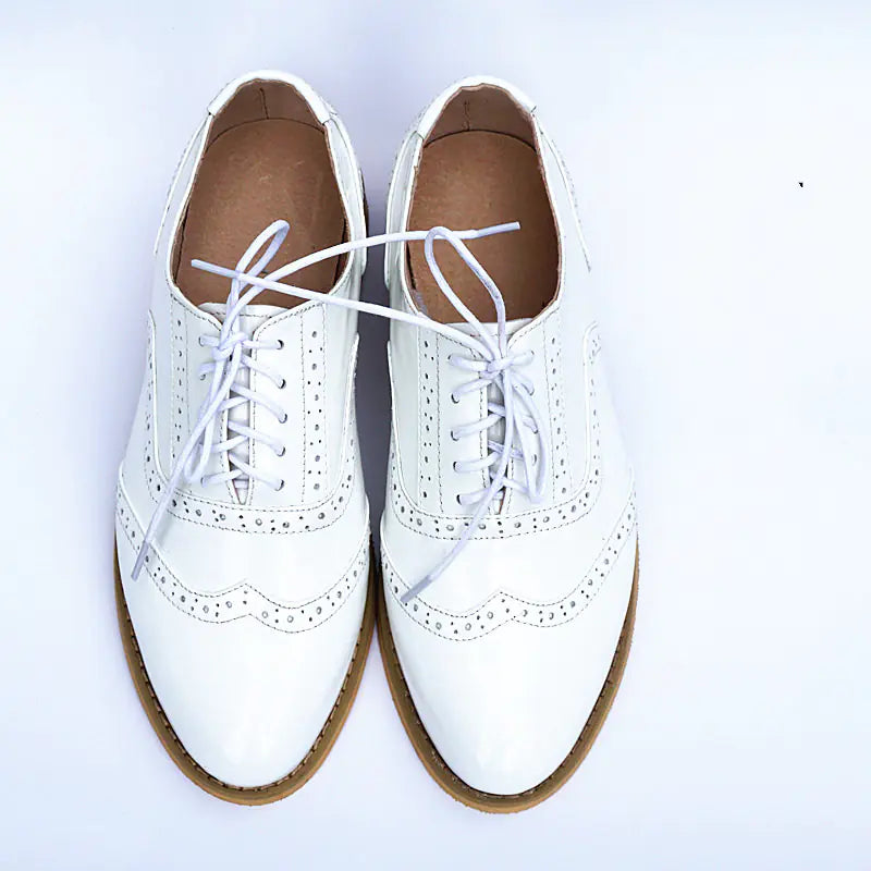 Women's British Style Pointed Toe Leather Flats