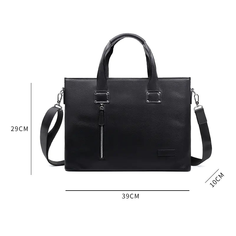 Genuine Leather Men's Briefcase for 14-inch Laptop