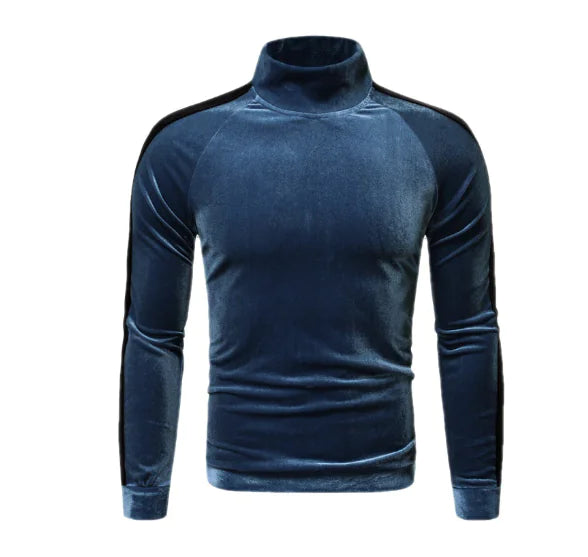 Men's Stand Collar Slim Color Contrast Long Sleeve T-shirt