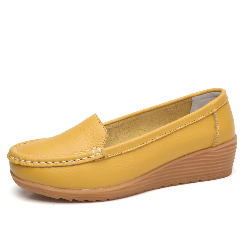 Aier Spring Autumn Women's Wedge Leather Shoes