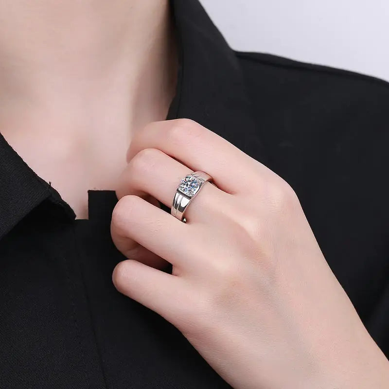 Men's S925 Silver 1 Carat Diamond Ring