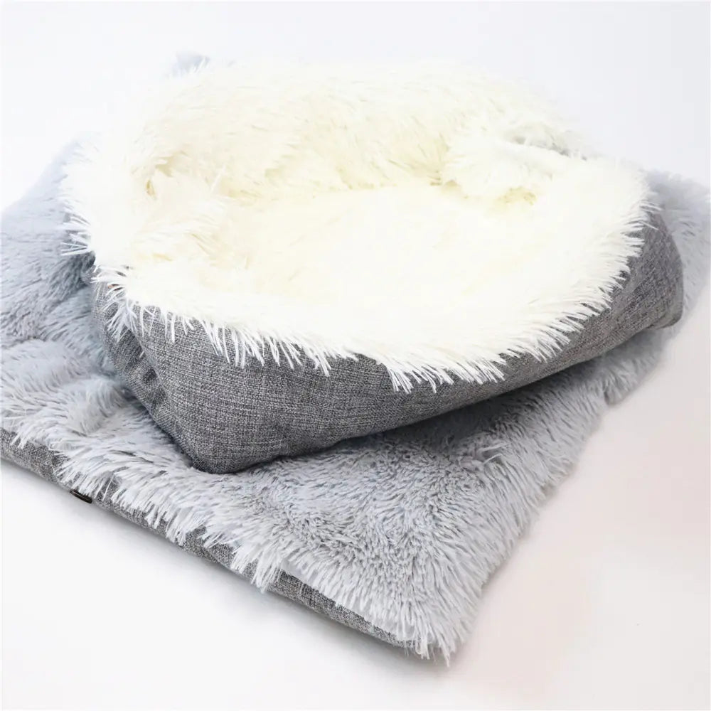 Dual-Use Cat Bed with Sleep Blanket and Tunnel