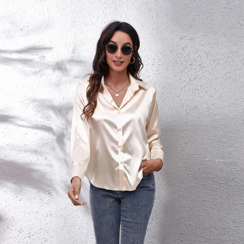 Elegant White Satin Shirt for Women