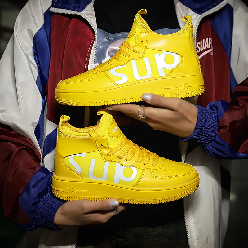 Men's Yellow High-Top Sneakers for Fall/Winter 45-46