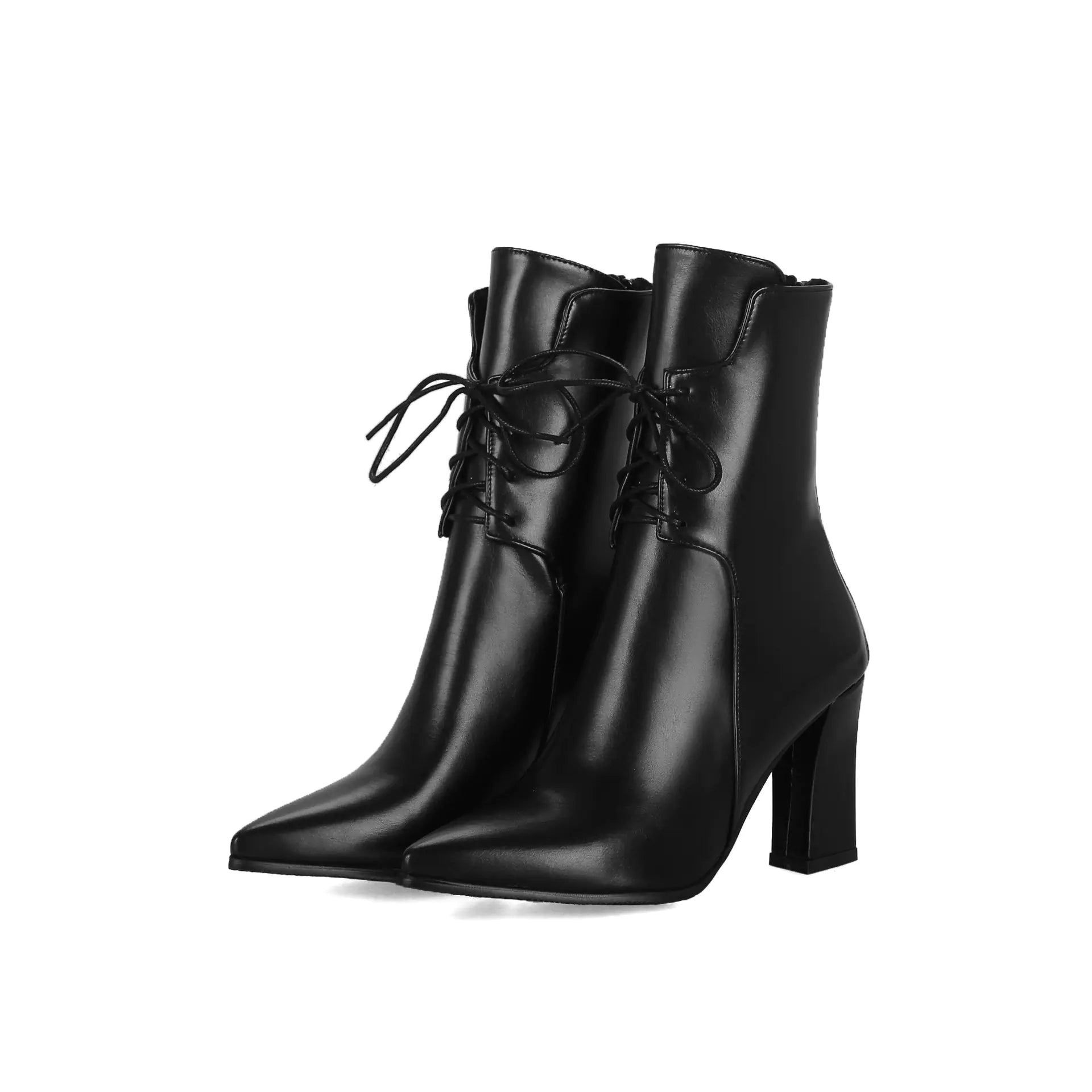 Botines de tacón grueso y punta fina para mujer