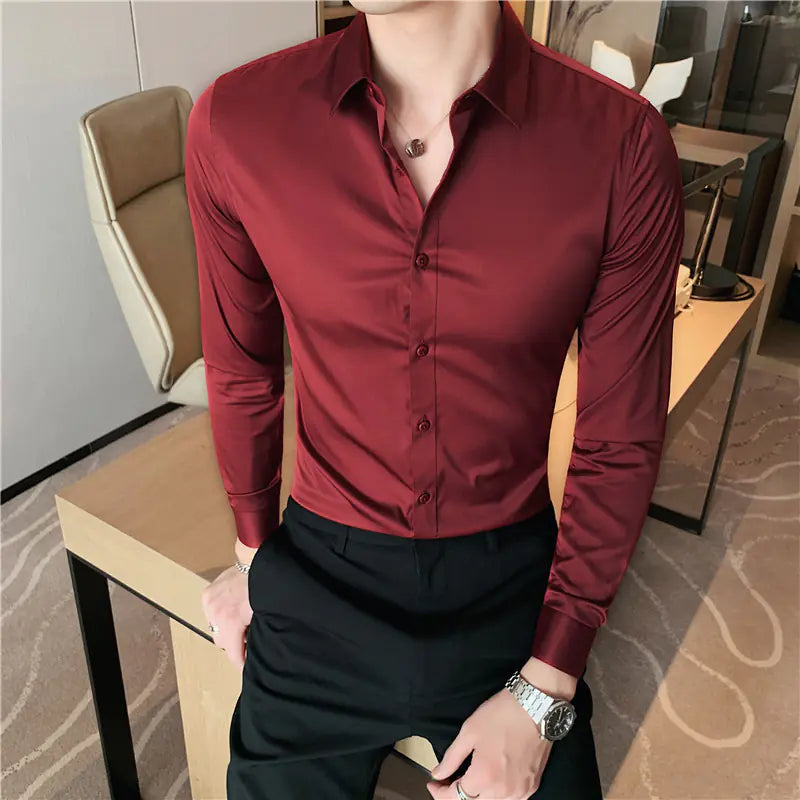 Summer Men's Slim Fit Long Sleeve Shirt