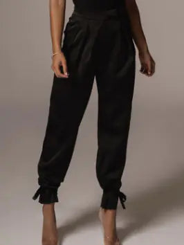 Women's High-Waisted Trousers with Tapered Legs