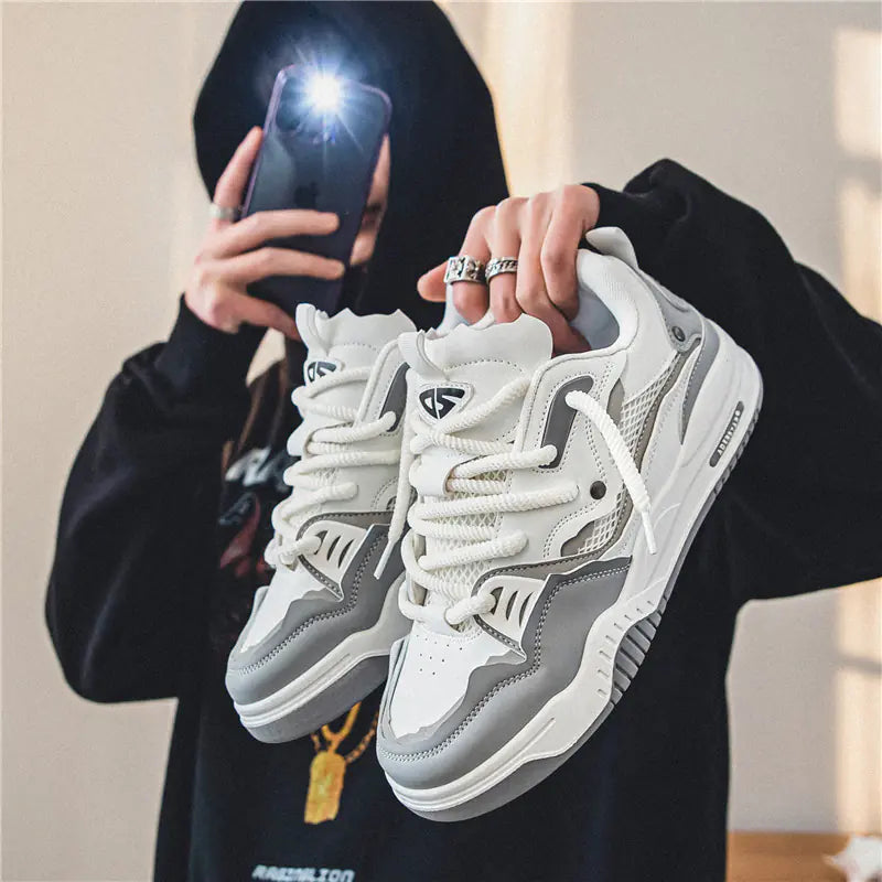 Men's Retro High-Top Casual Sneakers with Anti-Slip Design