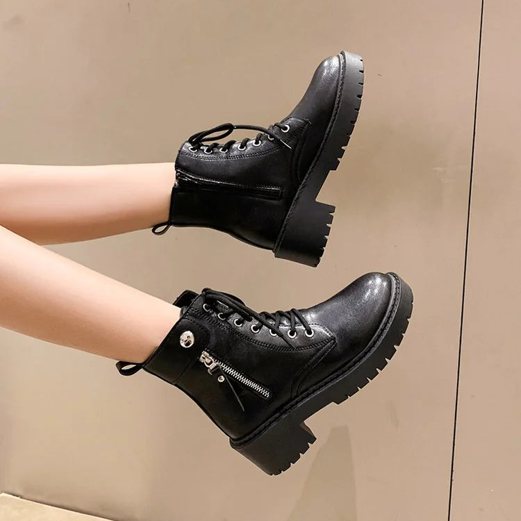 Women's Martin Boots - Autumn Winter Plus Velvet Thick Sole
