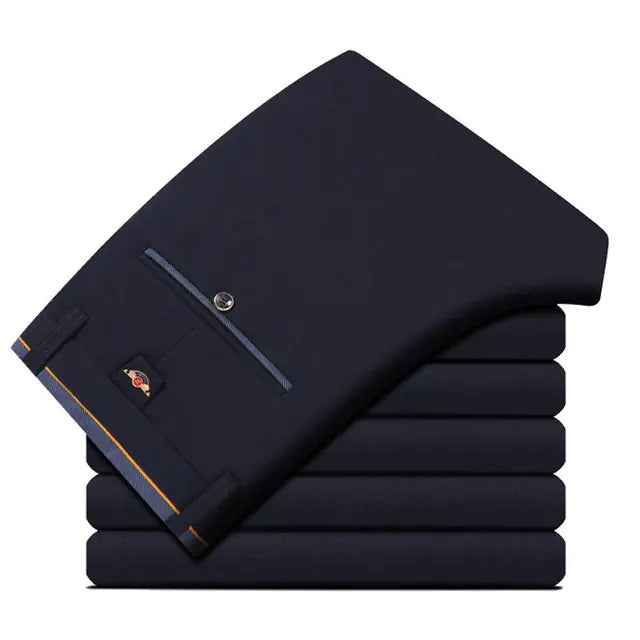Men's Elastic Band Straight Casual Business Pants