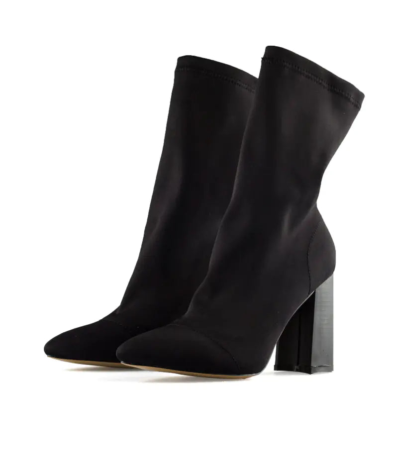 2019 Women's Pointed Toe Knit Ankle Boots with Heels