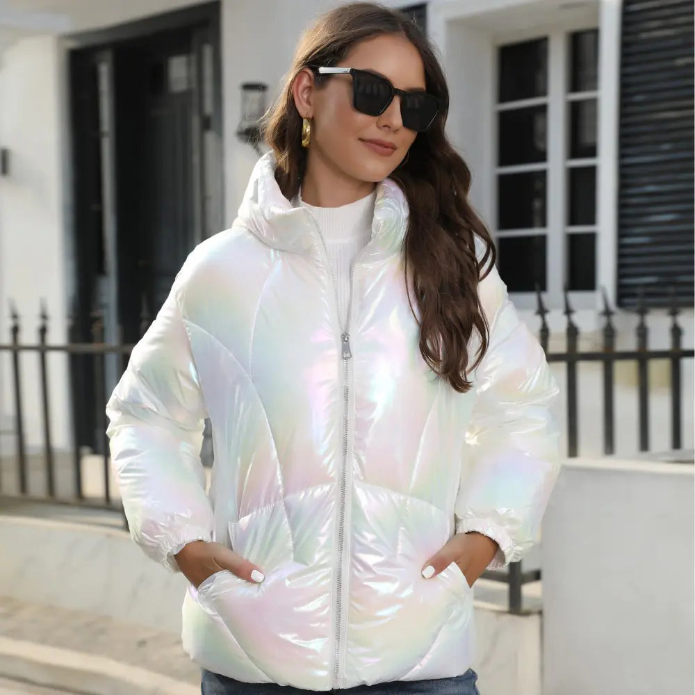 New Korean Style Women's Down Jacket with Fur Collar