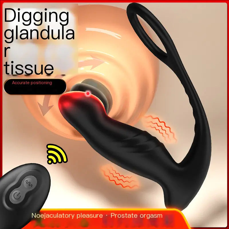 "Prostate Massager with Vibrating Cock Ring and Remote"