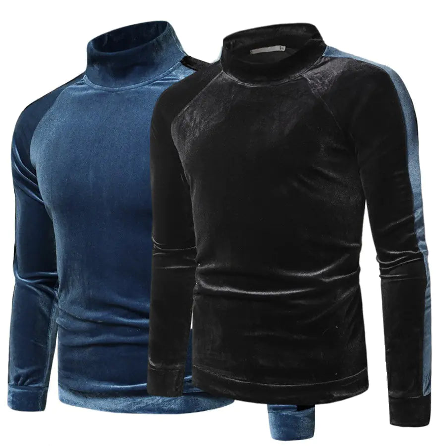 Men's Stand Collar Slim Color Contrast Long Sleeve T-shirt