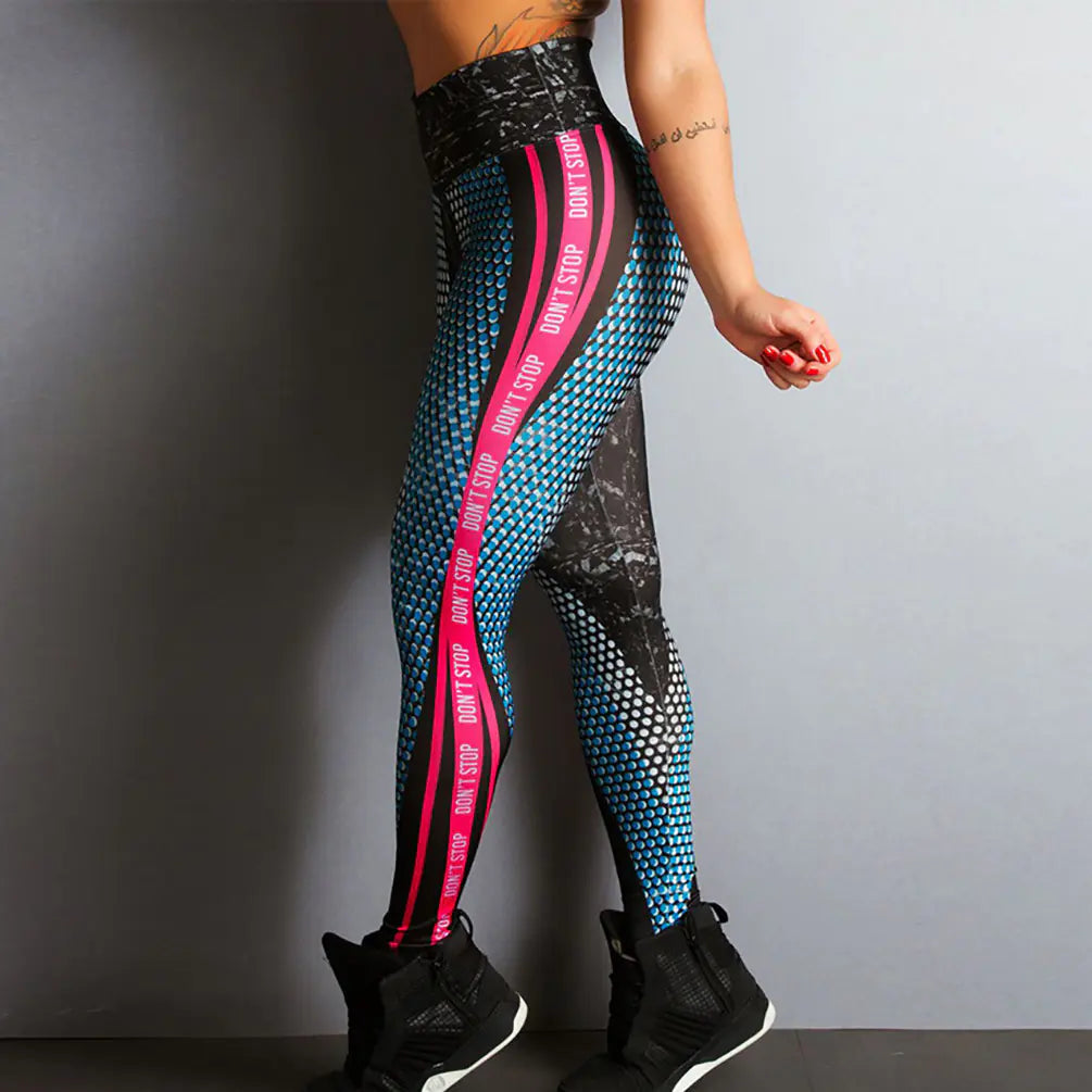 Summer Blue Printed Leggings for Women Yoga Pants