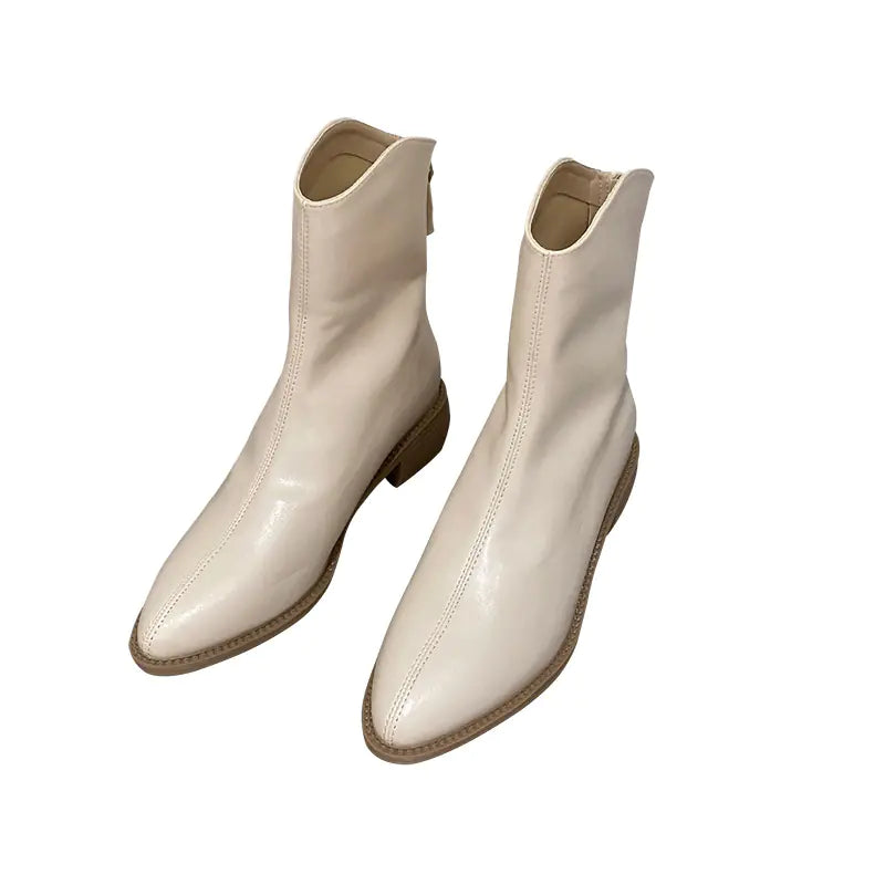 Damen-Stiefeletten mit spitzer Zehenpartie und Blockabsatz