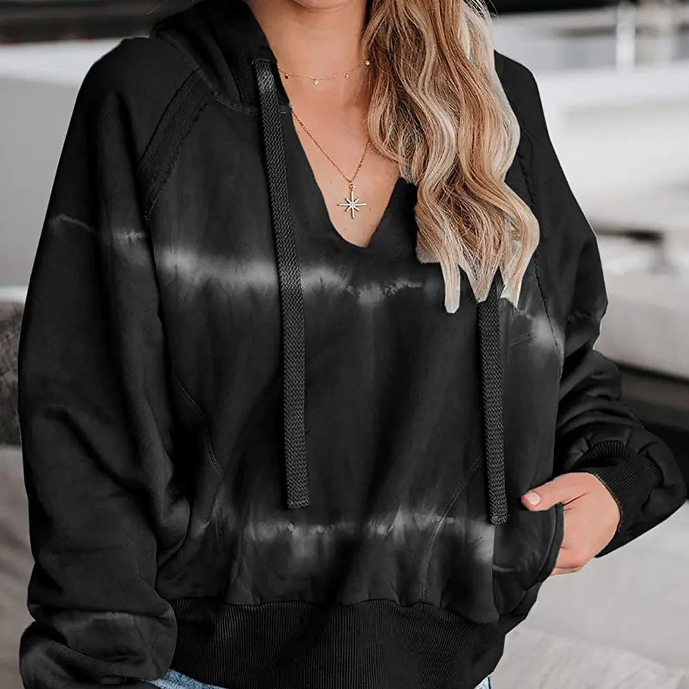 Loose Gradient Tie-Dye Casual Hooded Sweater