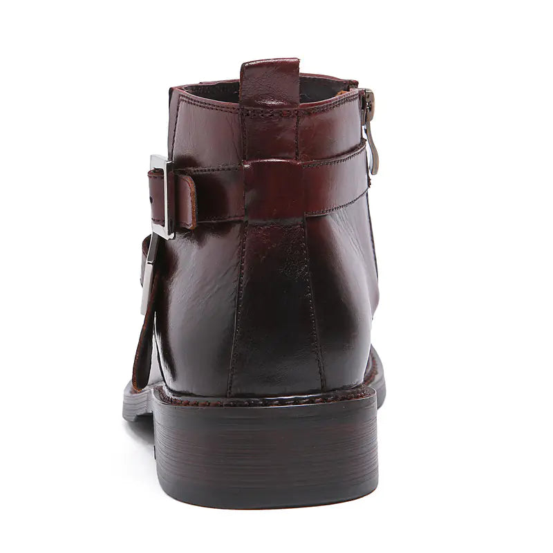 Men's British High-Top Leather Boots, Round Toe Martin