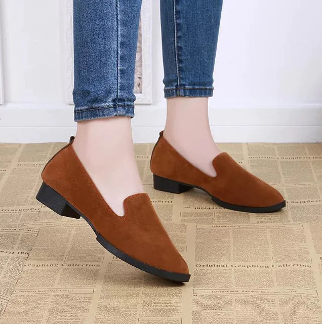 Suede Round Toe Slip-On Flat Casual Shoes
