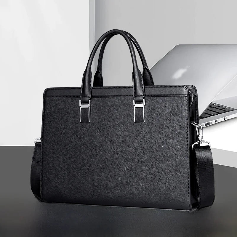 Genuine Leather Men's Briefcase for 14-inch Laptop