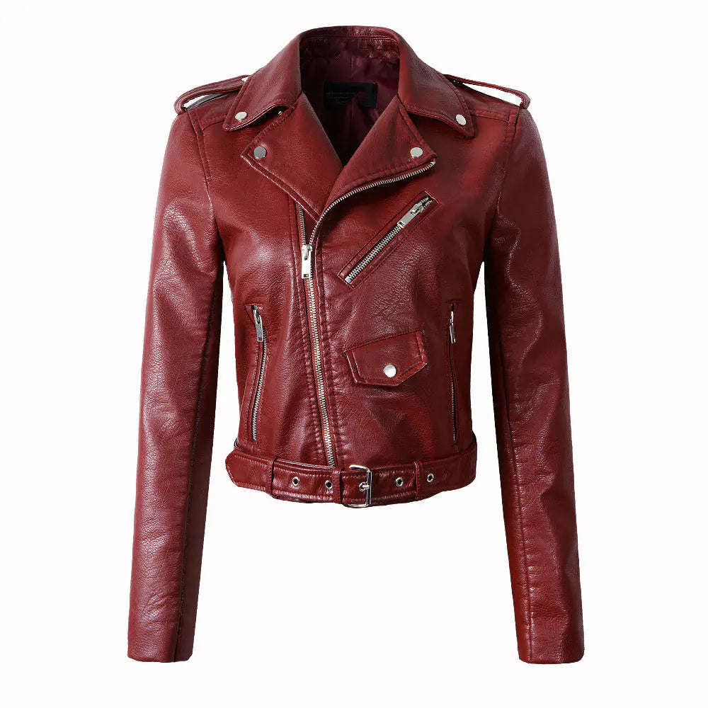 PU Wash Leather Jacket for Women - Casual Style