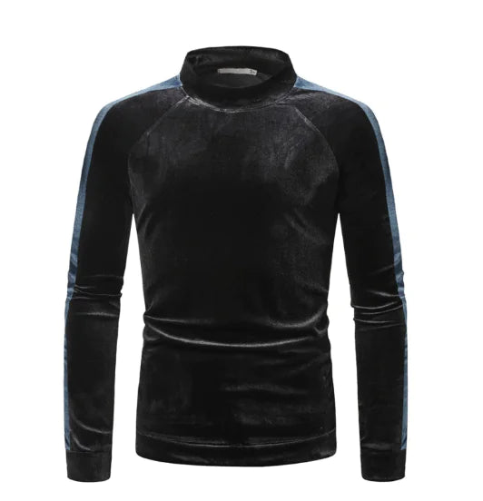 Men's Stand Collar Slim Color Contrast Long Sleeve T-shirt