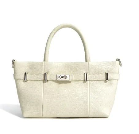 Layer Cowhide Lychee Pattern Handbag Simple Commute All-match Shoulder Messenger Horizontal Birkin Bag