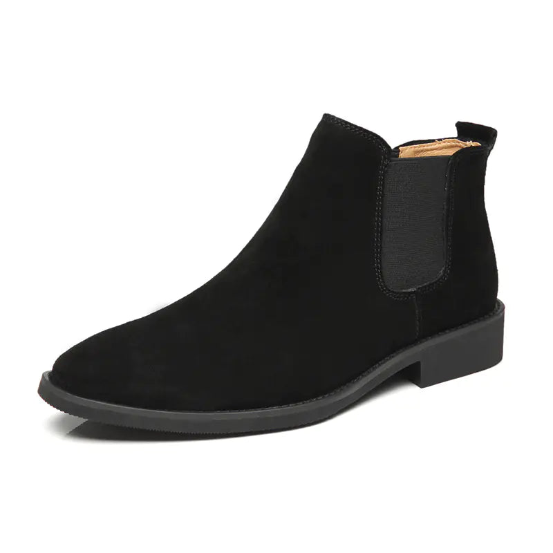 Men's High-Top Leather Pointed Toe Boots
