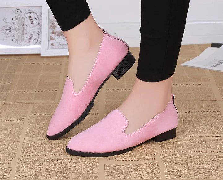 Suede Round Toe Slip-On Flat Casual Shoes