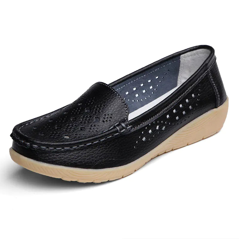 Aier Spring Autumn Women's Wedge Leather Shoes