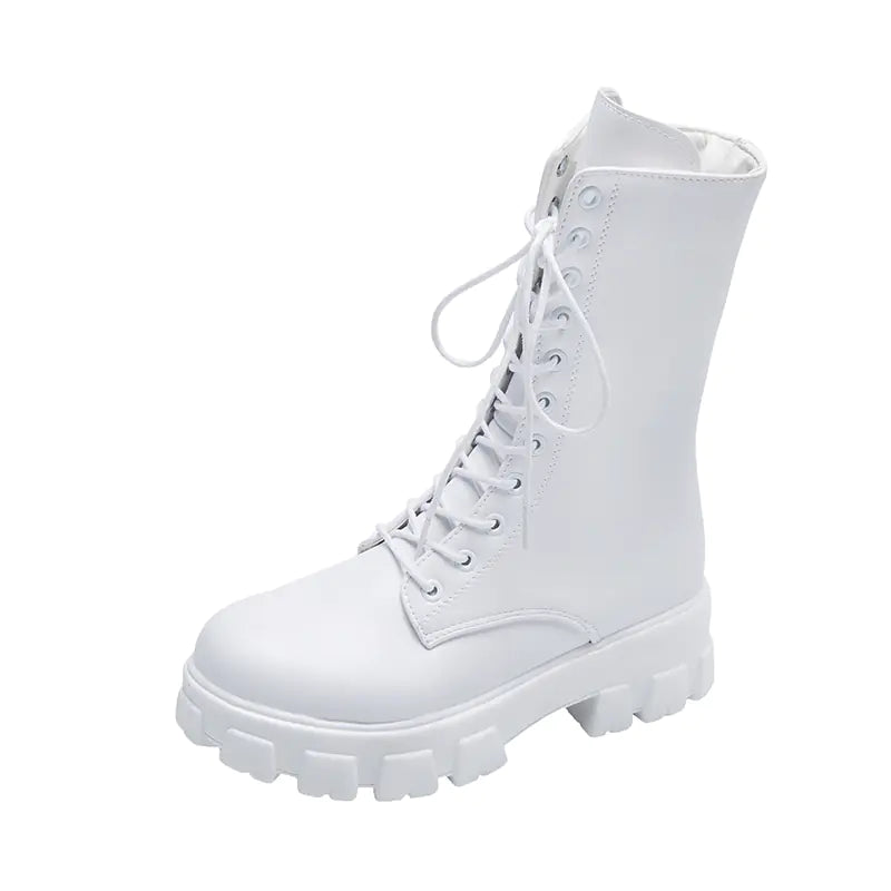 British Style Casual Lace-up Thick-soled Ankle Boots